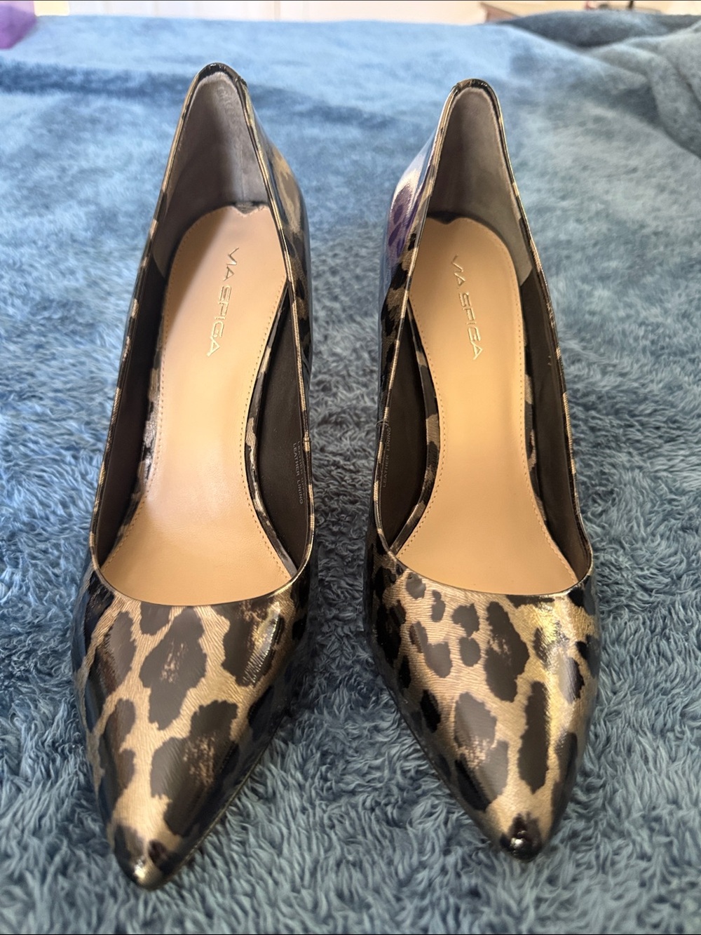 Via Spiga MIA Leopard Print Pointed Toe leather Pumps NIB 11